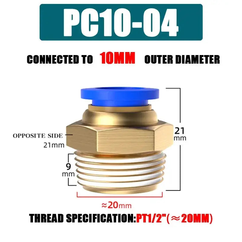 Pneumatic Fitting Air Connector Set PC4 PC6 PC8 PC10 PC12 Quick Connectors For 4 6 8 10 12 Mm Hose Fittings Inch Thread