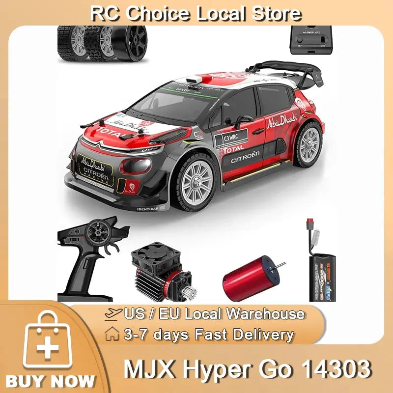 MJX Hyper Go 14303 1/14 RC drift car, red-gray body with remote