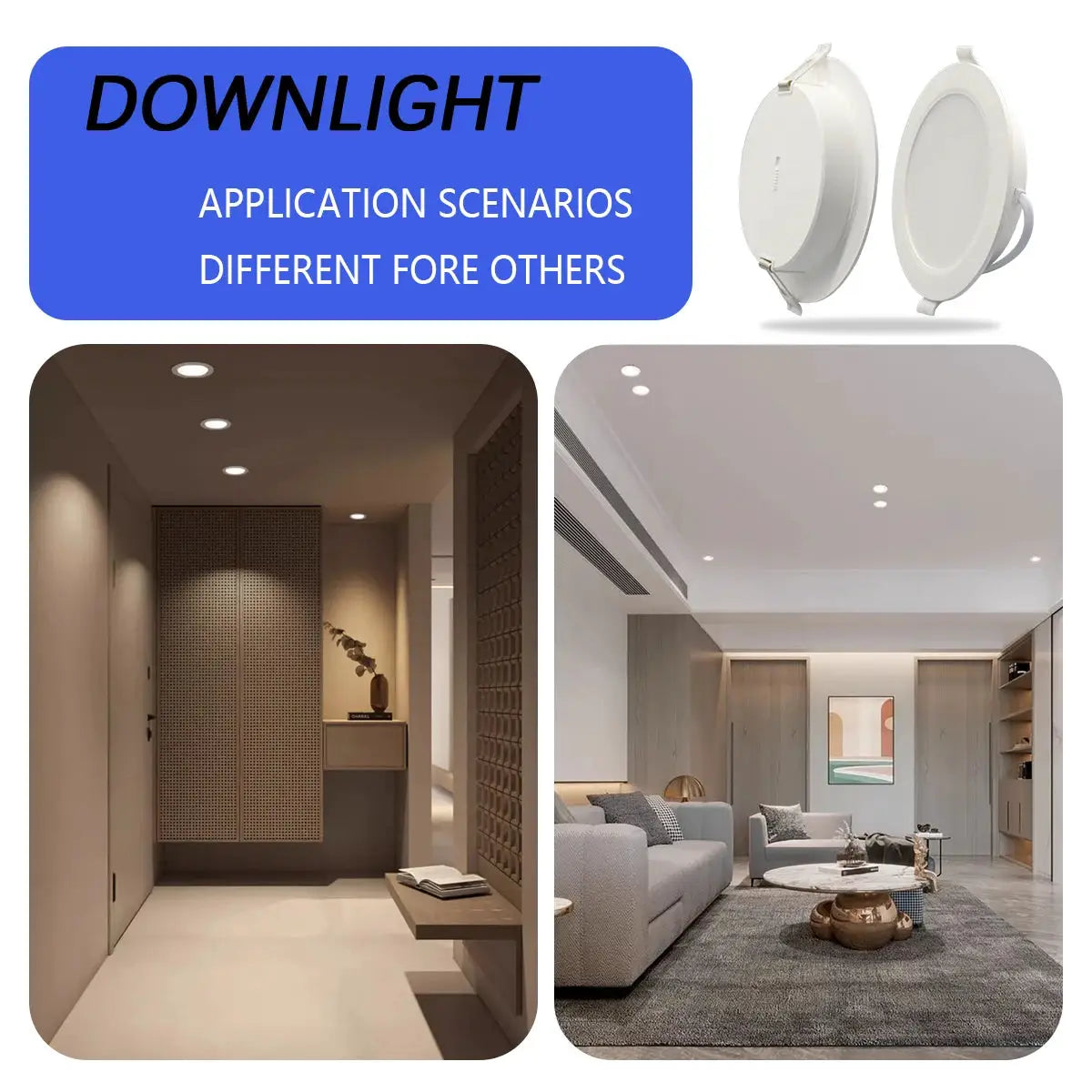 LED downlight 2-pack by Simples Market, 7W, adjustable 90°, CCT 3000K/4000K/6000K, AC110–240V