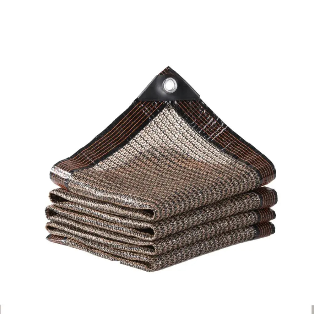Shade cloth with grommets by Simples Market; brown woven fabric with orange edging, 5-pack