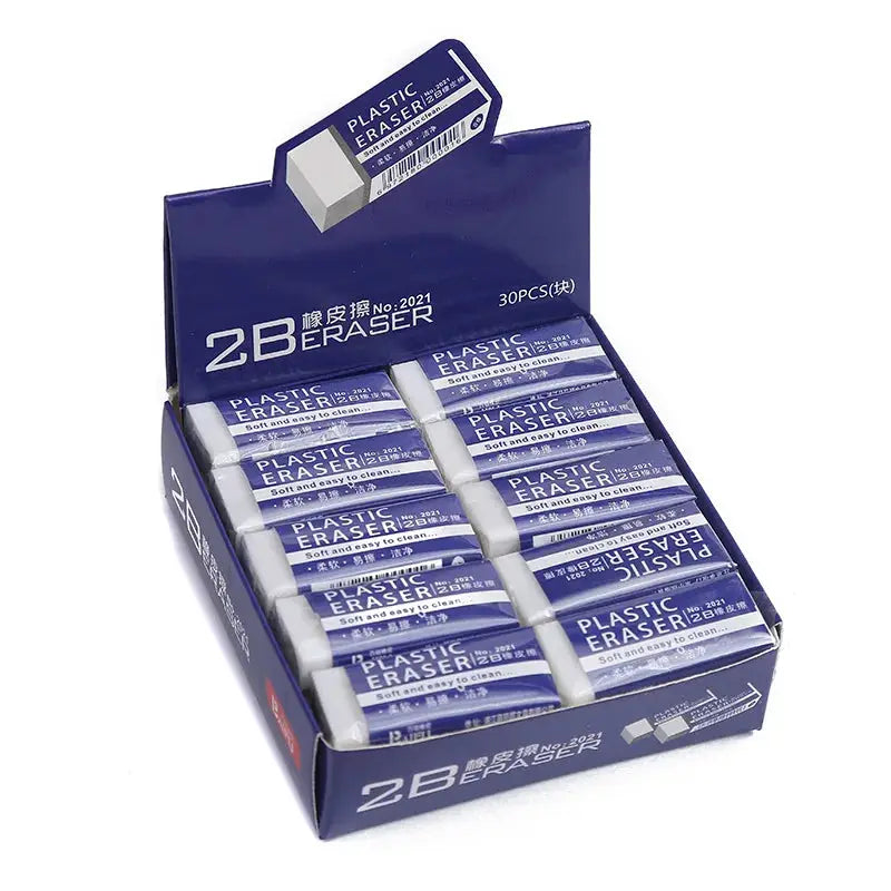 2B eraser set, blue wrappers, 30 pieces, Simples Market