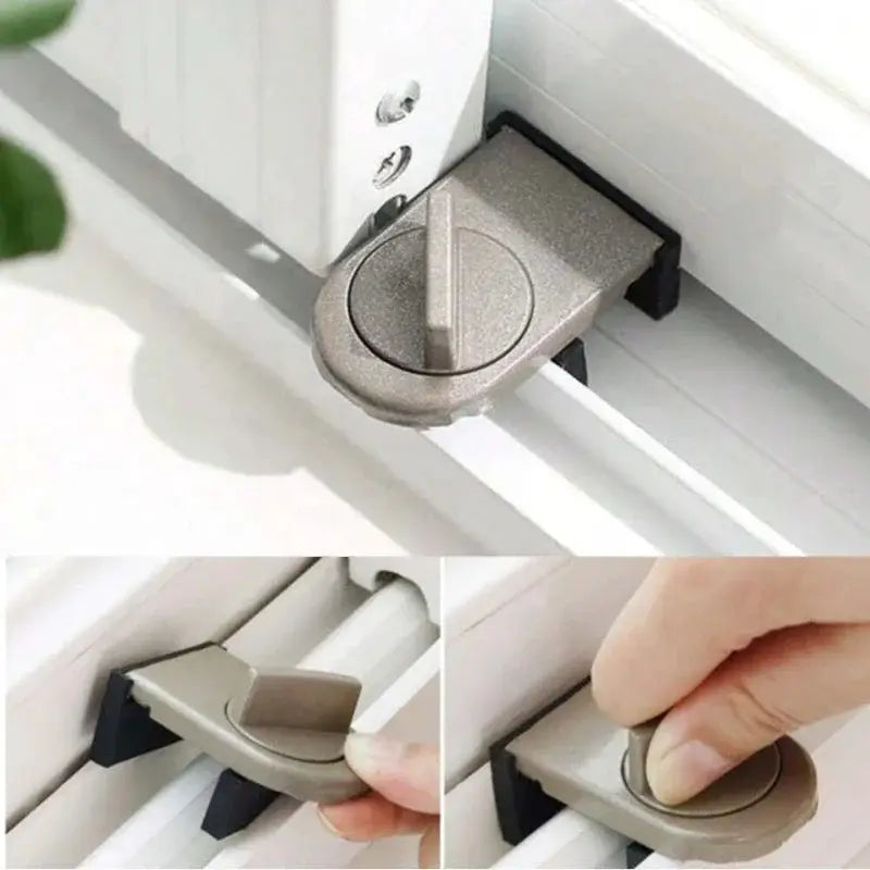 Simples Market window safety lock, aluminum alloy sliding lock in silver with adjustable buckle