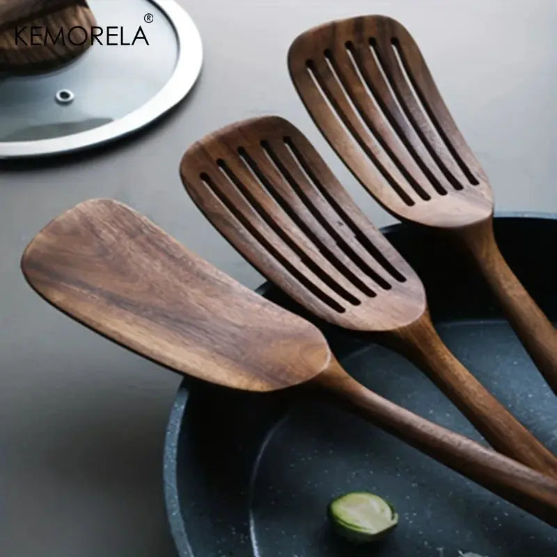 Two Piece Wooden Japanese Spatula Set For Nonstick Cookware High Temperature Resistant Kitchen Utensils