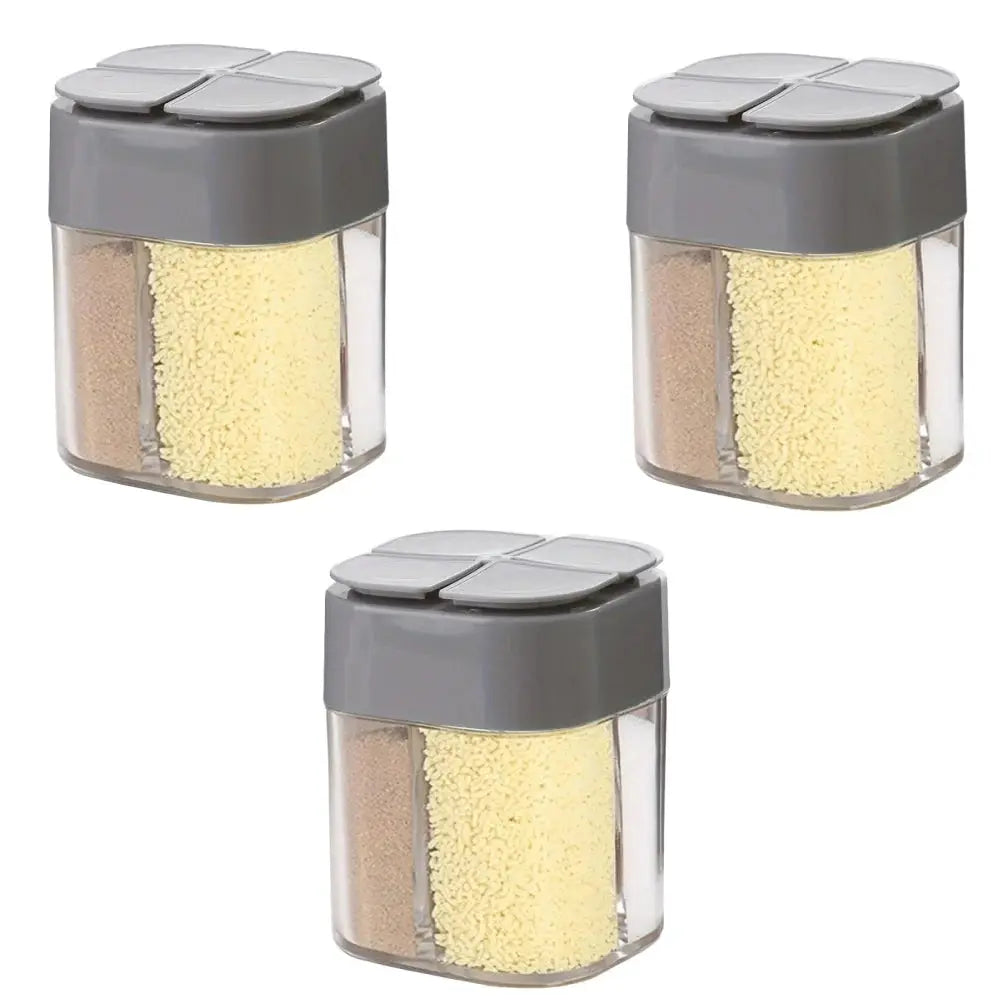 4 In 1 Camping Seasoning Shaker With Four Compartments For Outdoor BBQ Cooking Salt Pepper Storage Box And Lid