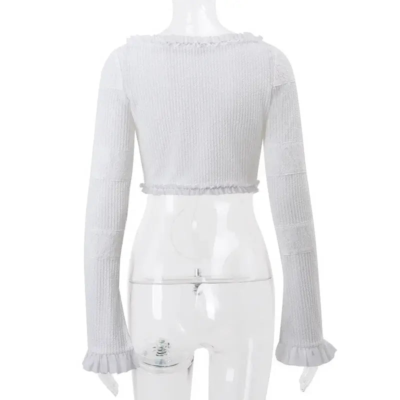 Y2K Ruffle Tiered Mini Skirt Co Ord Set Tie Front Top 2 Piece Elegant