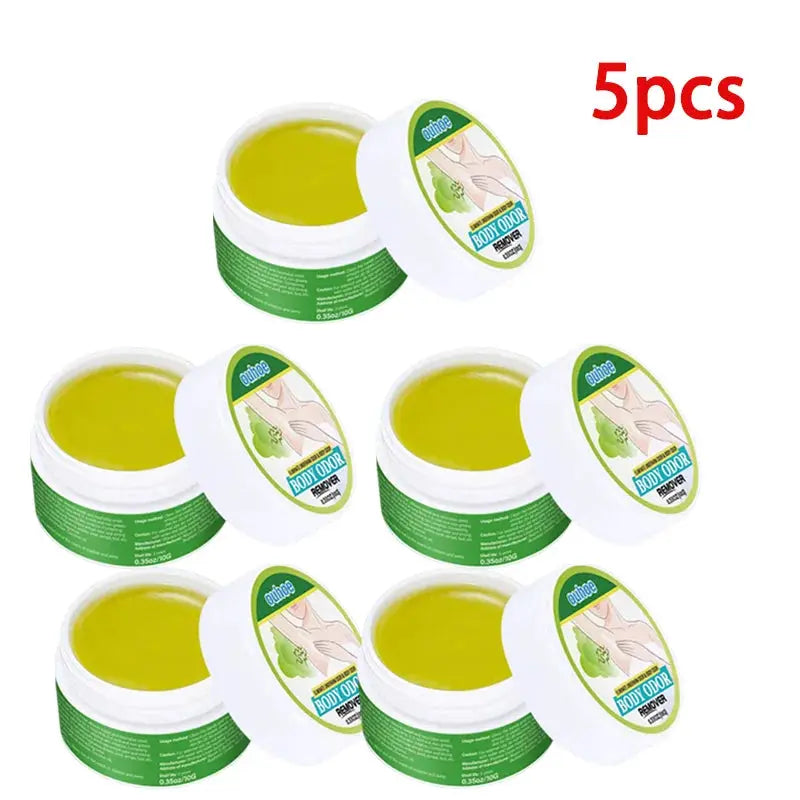 Underarm deodorant cream by Simples Market, 5pcs, natural plant extract, yellow gel in green-labeled jars