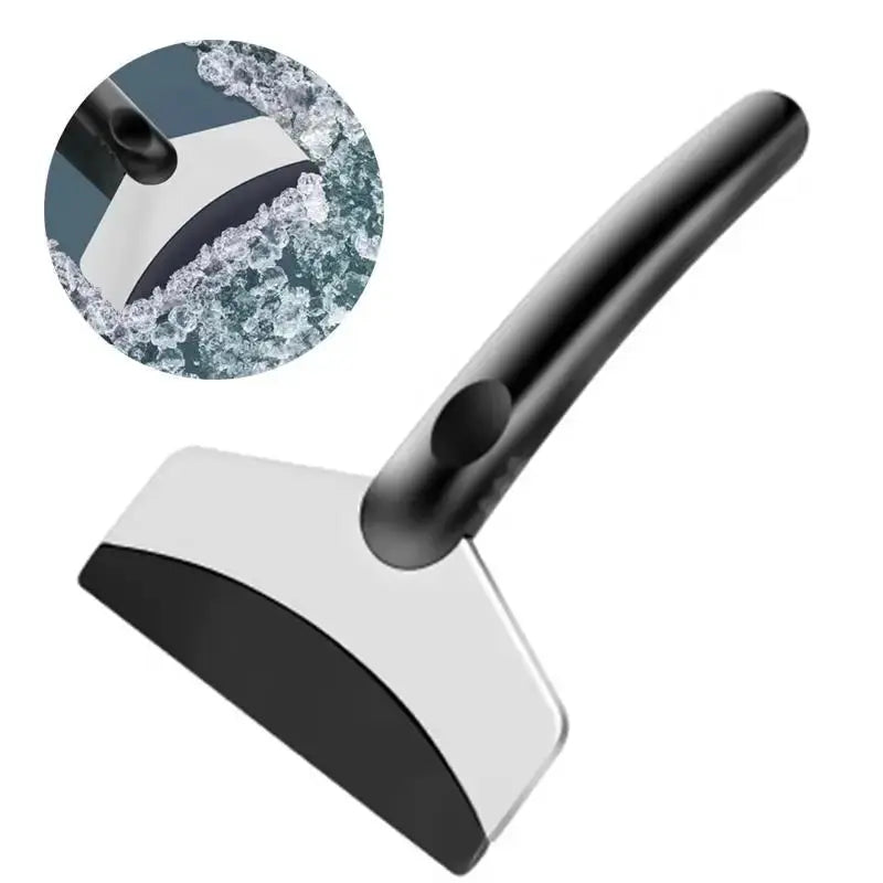 2-piece multifunction car snow shovel and ice scraper set with black handle and silver blade, Simples Market