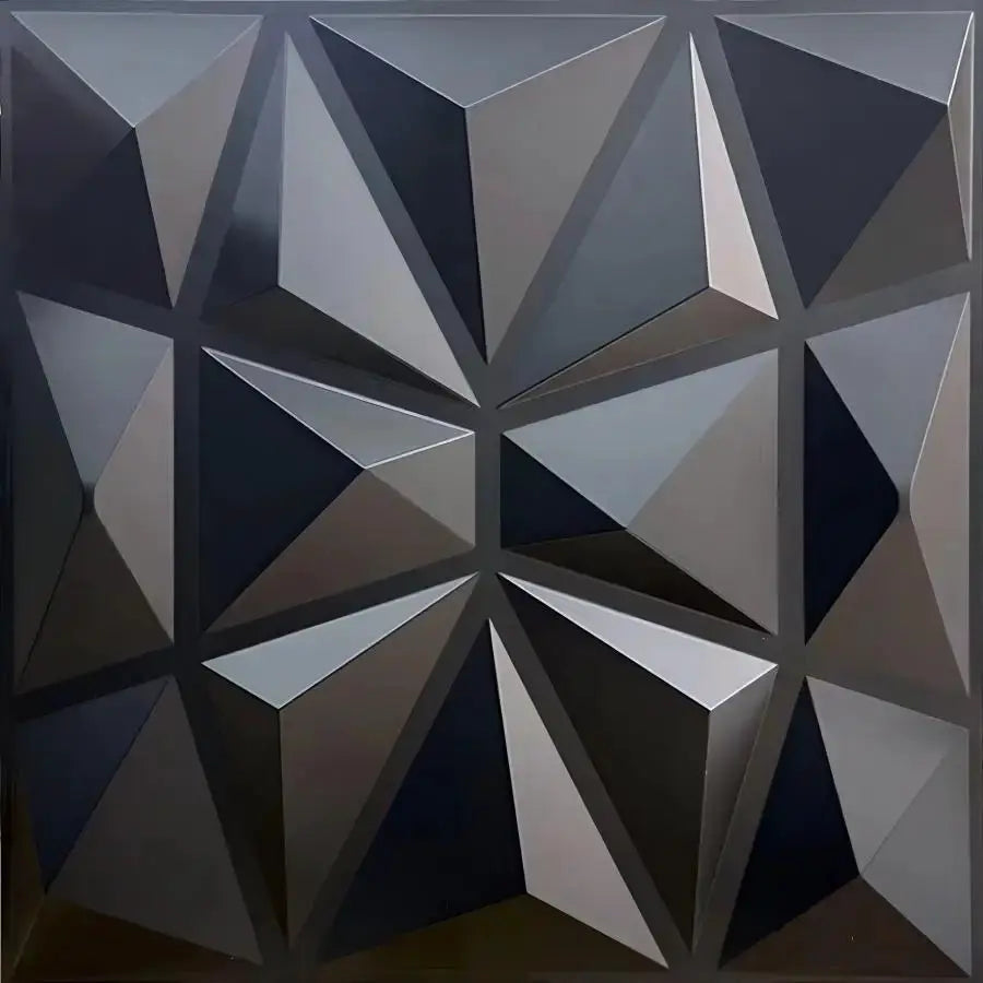 3D textured wall panels set, dark gray geometric tiles, 30cm x 30cm, 12/20pcs