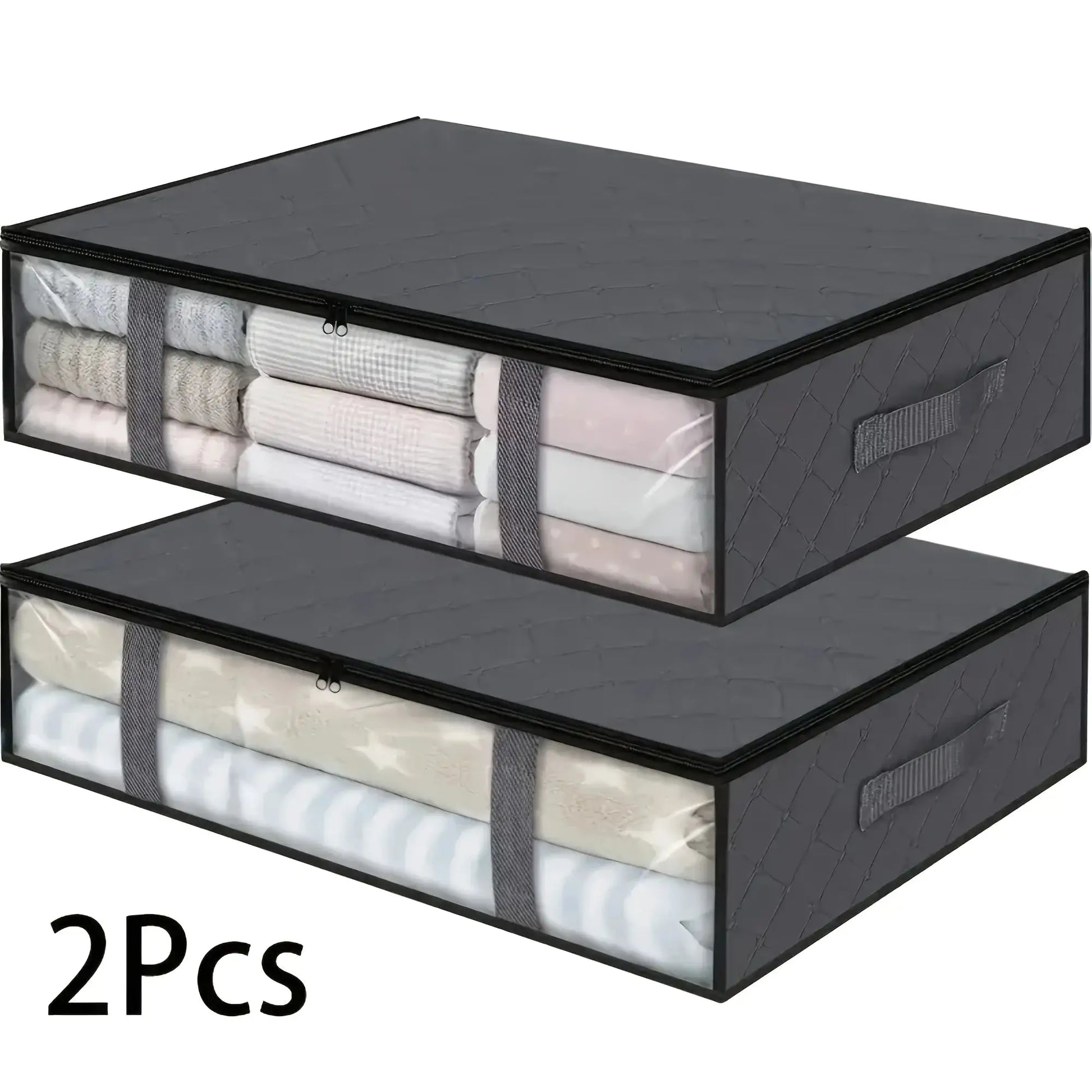 Simples Market 2pc large under-bed storage bags with clear windows, non-woven fabric and reinforced handles