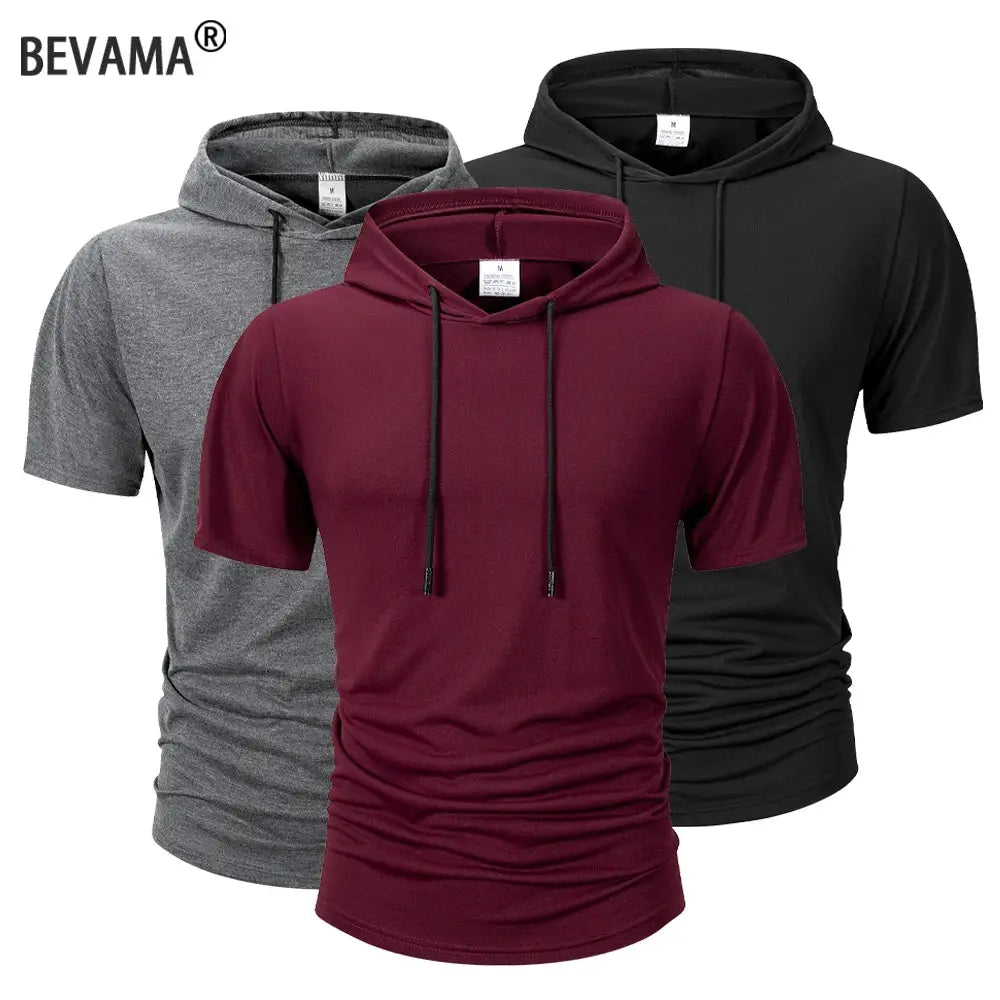 Men's Hooded T Shirt Lightweight Breathable Moisture Wicking Summer Casual Fitness Top