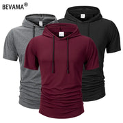 Men's Hooded T Shirt Lightweight Breathable Moisture Wicking Summer Casual Fitness Top