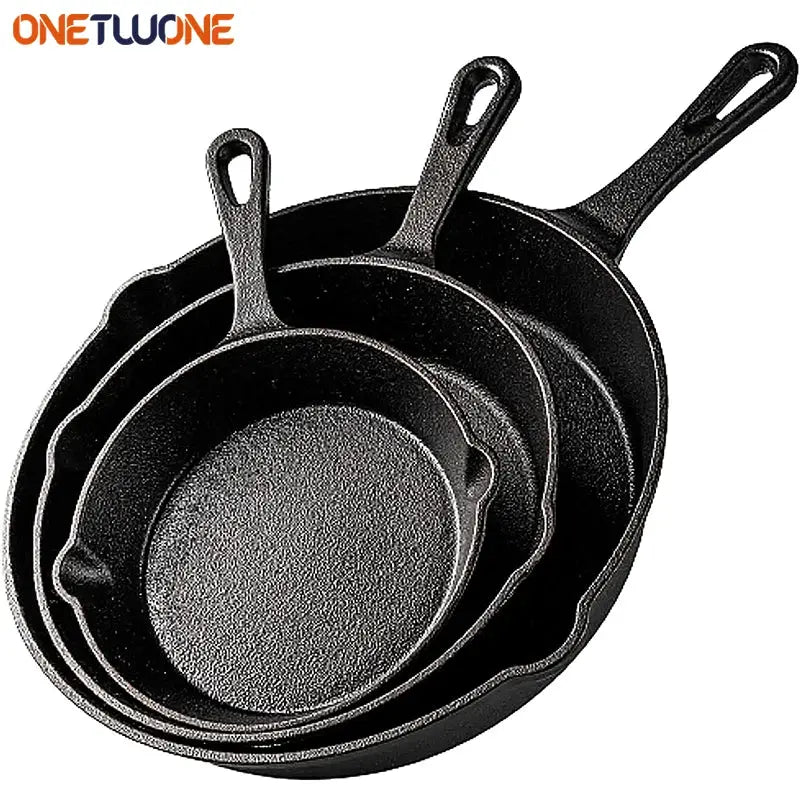 Cast Iron Frying Pan Set 14cm 16cm 20cm Nonstick Skillet Induction Compatible Breakfast Omelette Pancake Pan