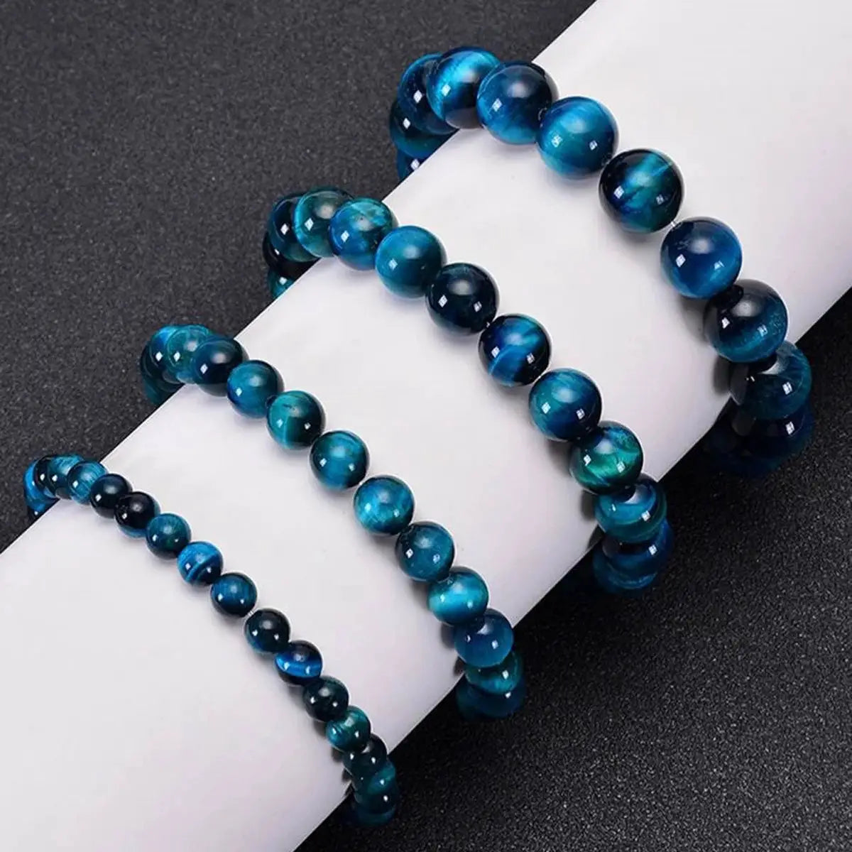 Blue Tiger Eye Stone Beaded Bracelet 6mm 8mm 10mm Minimalist Unisex Natural Stone Round Beads For Daily Wear