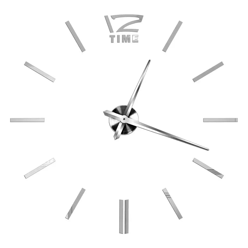 Large modern wall clock by Simples Market with silver hands and acrylic mirror markers