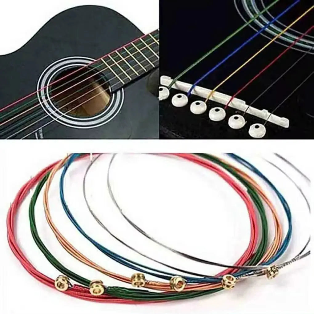 Miwayer 6 String Acoustic Guitar Strings Set In E A Rainbow Colors For Folk And Classical Guitars