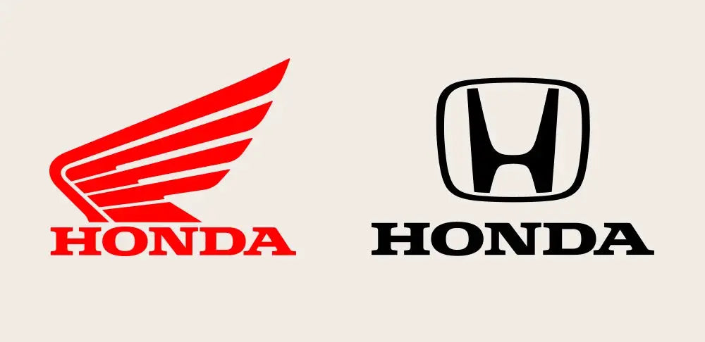 Honda logos: red wing emblem and black Honda wordmark side by side.