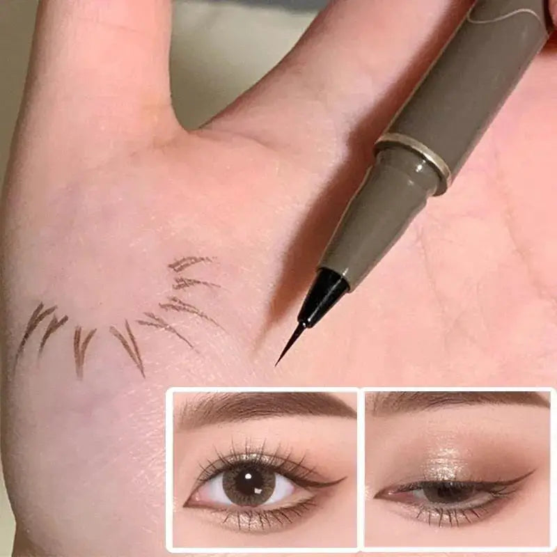Silkworm Liquid Eyeliner Waterproof Quick Drying Ultra Fine Matte Black Brown Long Lasting For Precise Lines