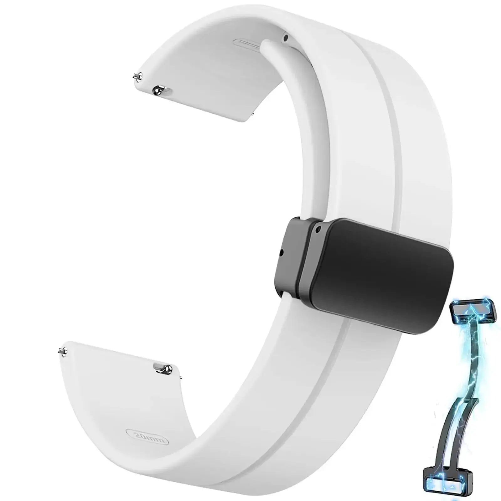 Silicone watch strap white with magnetic buckle for Samsung Galaxy Watch and Huawei GT series by Simples Market