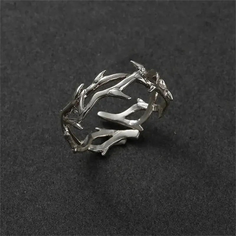 Vintage Inspired Style Men's And Women's Rings With Branches And Thorns Silver Plated, Couples Ring Gifts, Personality