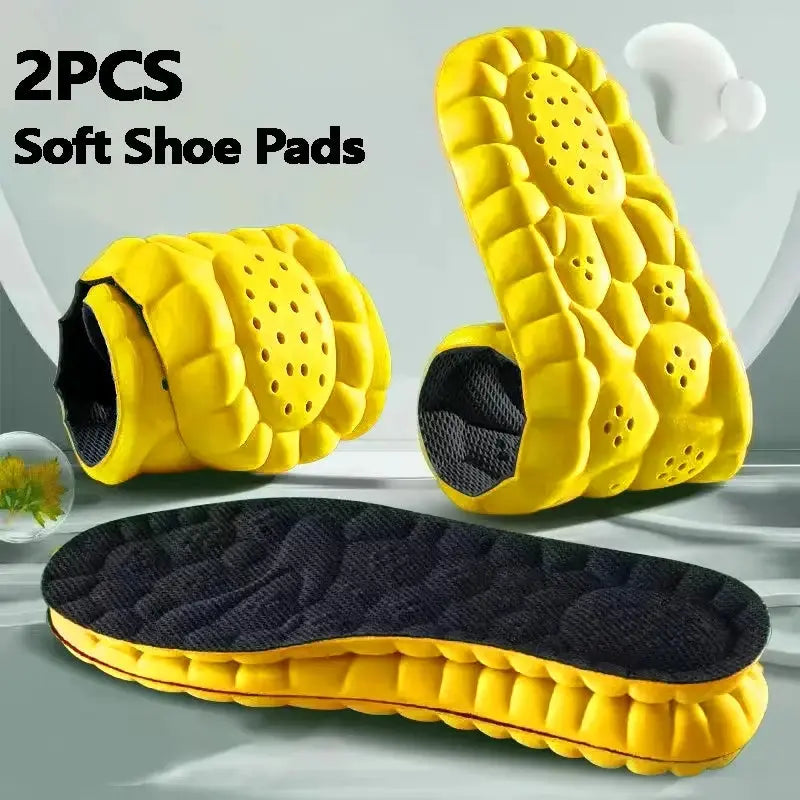 4D Cloud Technology PU Sole Insoles For Shoes Soft Breathable Shock Absorption Cushion Running Orthopedic Care