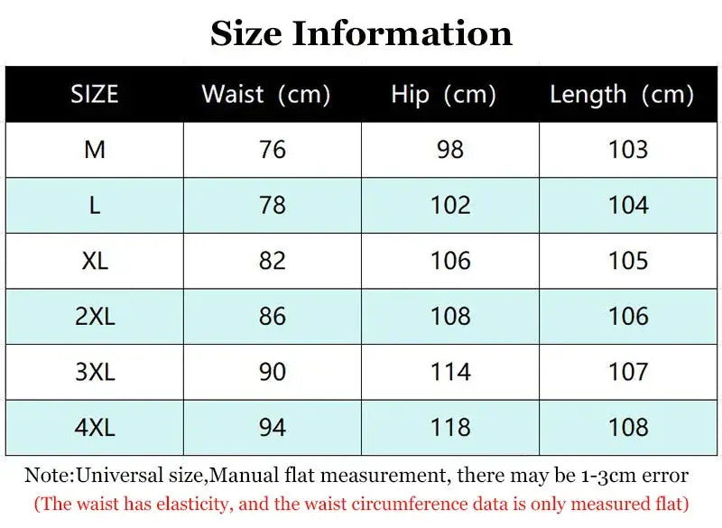 Simples Market 2024 Outdoor Work Tactical Pants size chart: men's pants by size with waist, hip and length