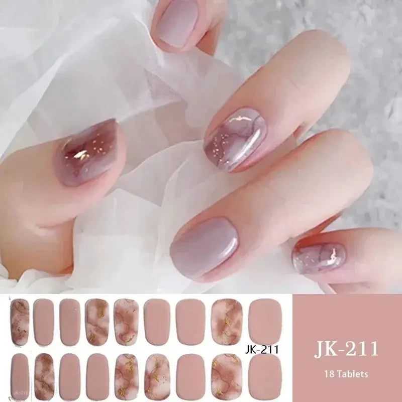 NailLux Semi Cured Nail Wraps For 16 To 20 Tips Easy Full Cover Adhesive Press On Nails Gel Finish UV LED Compatible