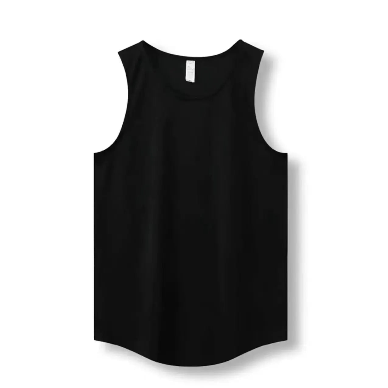 Men's black sleeveless gym tank top for fitness and bodybuilding