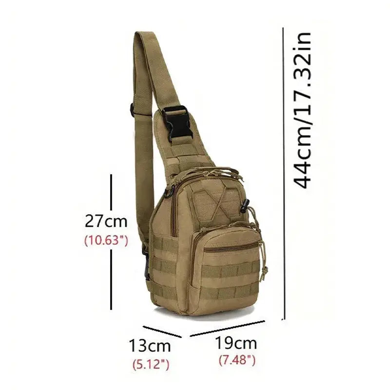 Tactical chest bag sling crossbody in tan nylon, unisex Simples Market