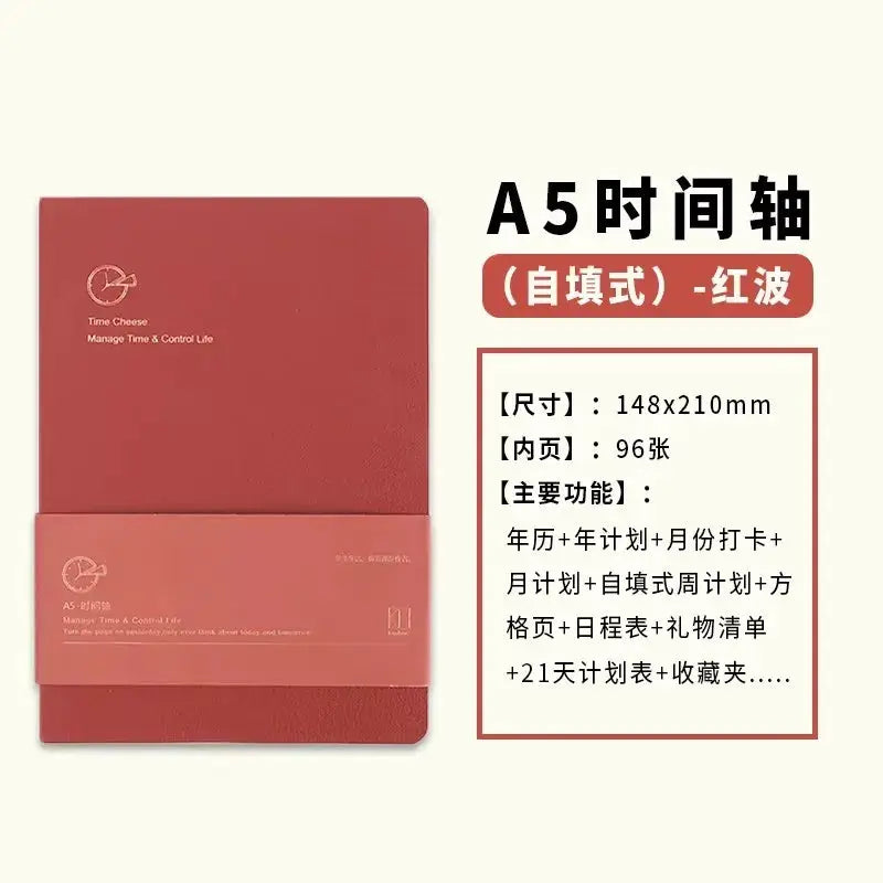 Two red Kinbor weekly planner notebooks, A5 undated agenda with elastic band, Simples Market branding