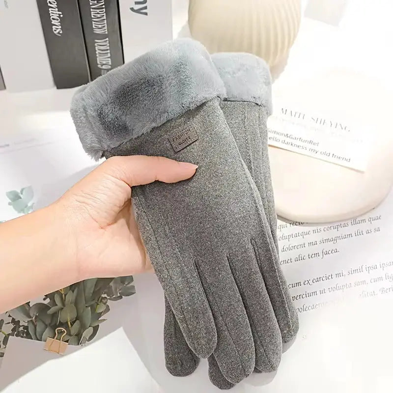 ArcticGlow Women Thick Plush Gloves Ultra Warm With Suede Accents For Driving And Cycling