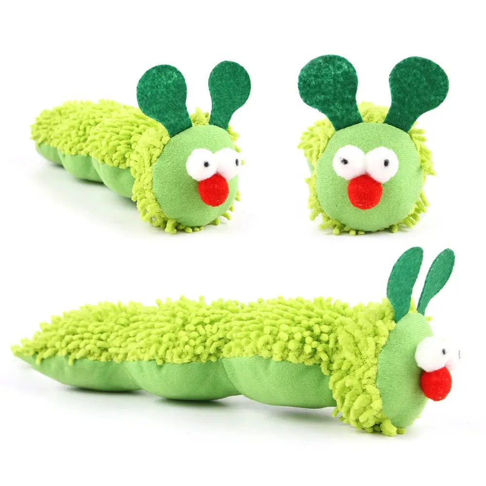 Caterpillar Cat Chew Toy With Catnip And Silvervine For Interactive Teaser And Molar Dental Health