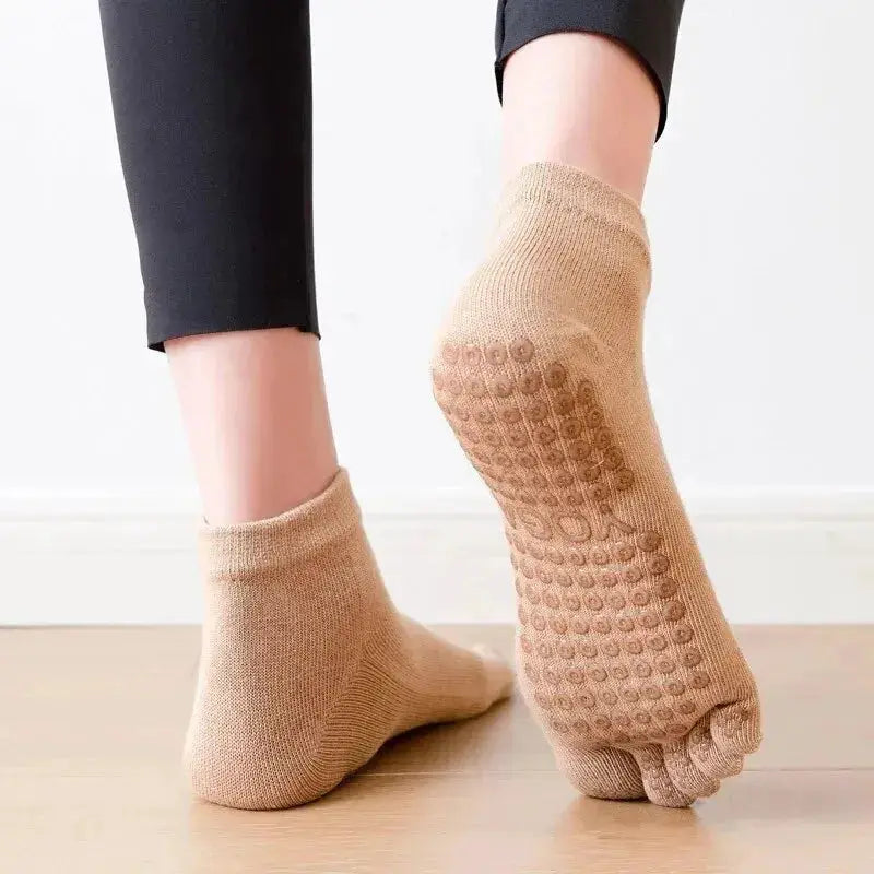 Breathable Women Pilates Socks Five Toe Silicone Non Slip Yoga Socks For Ballet Dance And Fitness Cotton Socks