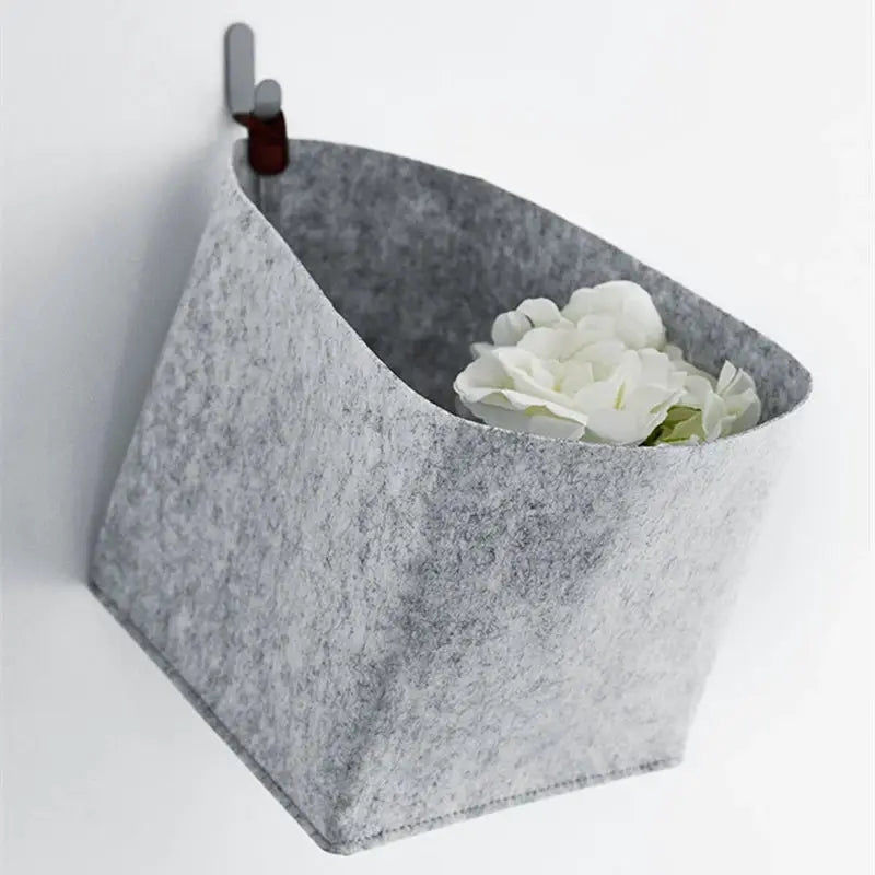 Felt storage basket, gray, wall-mounted, Simples Market
