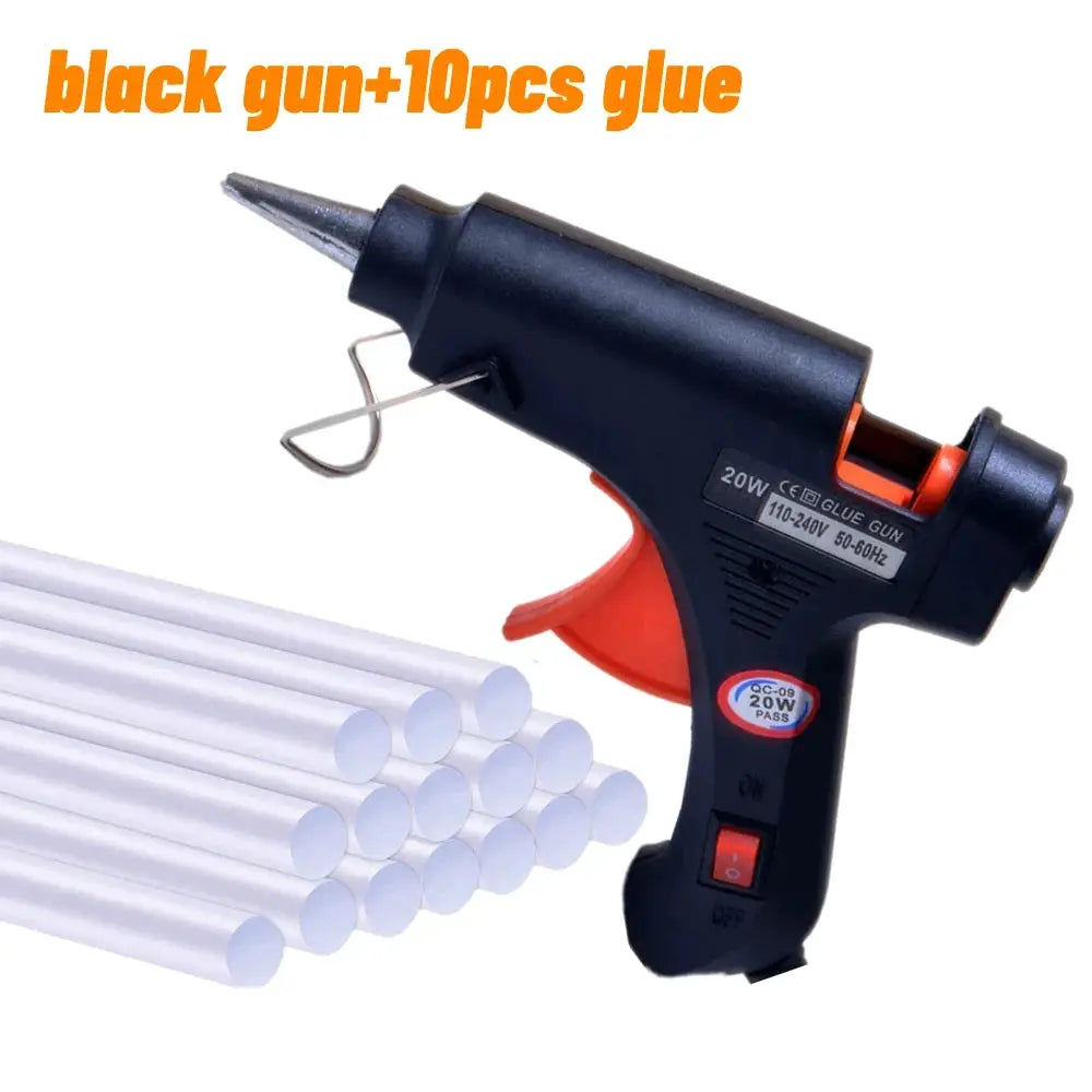 20W Hot Melt Glue Gun Mini DIY Tool For Household And Light Industrial Use 7mm Glue Sticks Anti Drip Nozzle EU Plug