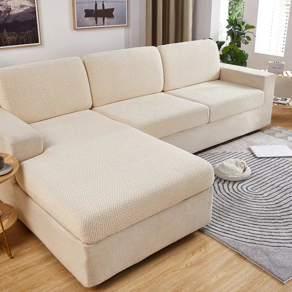 Simples Market thick jacquard sofa seat cushion cover in beige for sectional couch