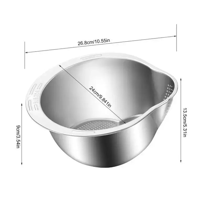 Stainless Steel 304 Rice Washer Strainer Bowl For Rice Washing And Fruit And Vegetable Colander Kitchen Tools