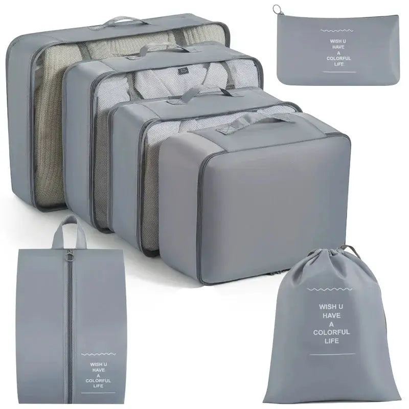 EcoVoyage Travel Storage Bag Set 7 8 9 Piece Eco Friendly Compression Packing Cubes For Clothes Shoes Toiletries