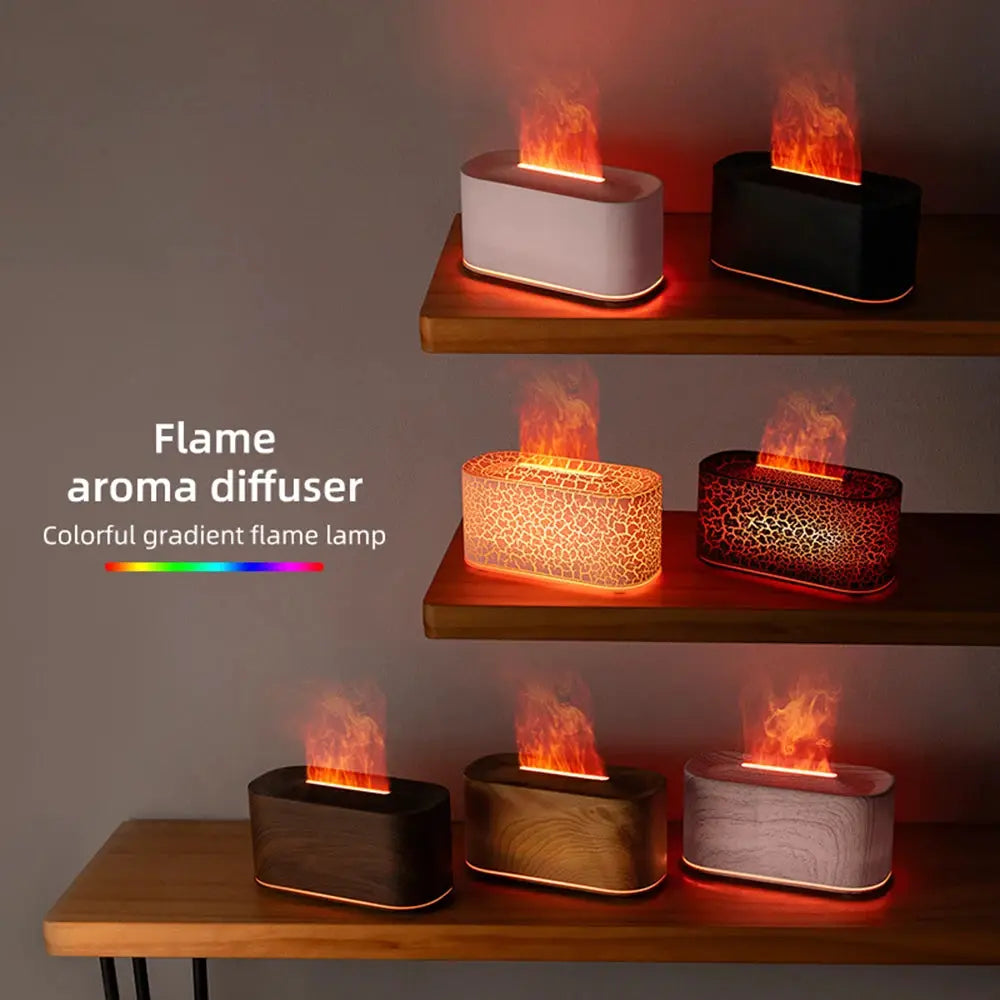 Flame Essential Oil Diffuser, Colorful Flame Diffuser Humidifier, 7 Colour Lights Noiseless Essential Oil Diffuser with Auto Off