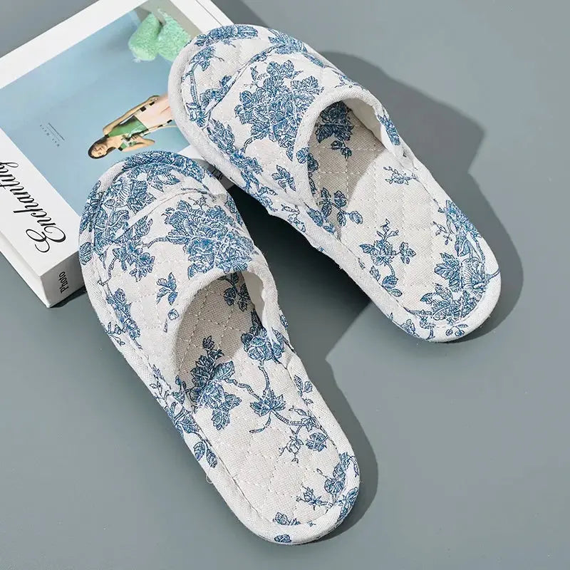 CloudWalk Floral Cotton Indoor Slippers Lightweight Anti Slip Comfort For Home Use