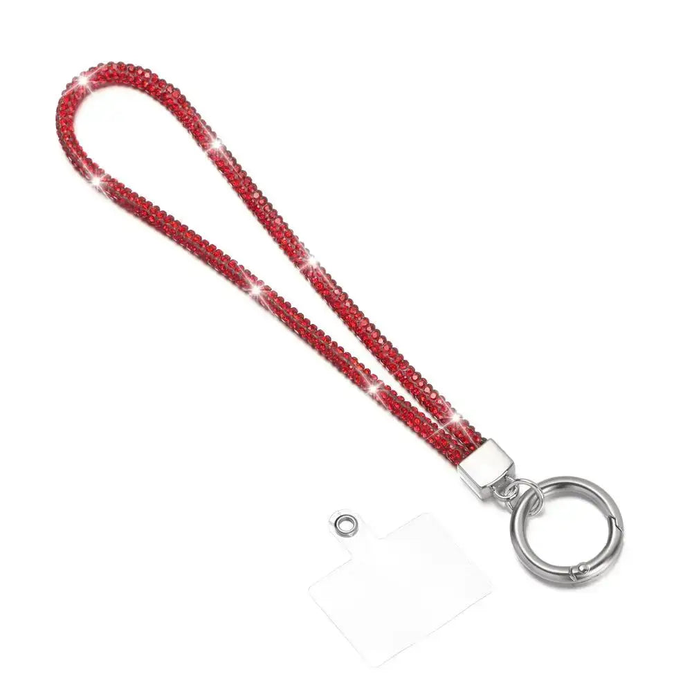 Glitter Rhinestone Phone Lanyard Crystal Wrist Strap Anti Lost Keychain Hanging Accessory For Secure Phone