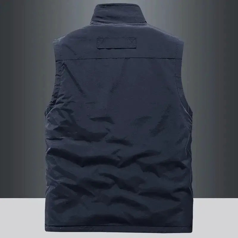 Men's heated gilet vest, navy blue padded body warmer for outdoor hiking