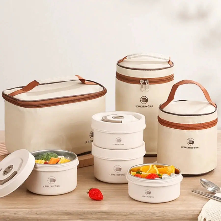 Portable Insulated Stainless Steel Lunch Box Set With Stackable Bento Compartments For Fresh All Day Meals