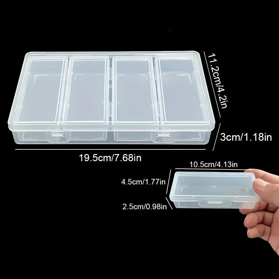Clear Plastic Storage Organizer Box With 4 Adjustable Dividers For Craft And Sewing Supplies Removable Compartments
