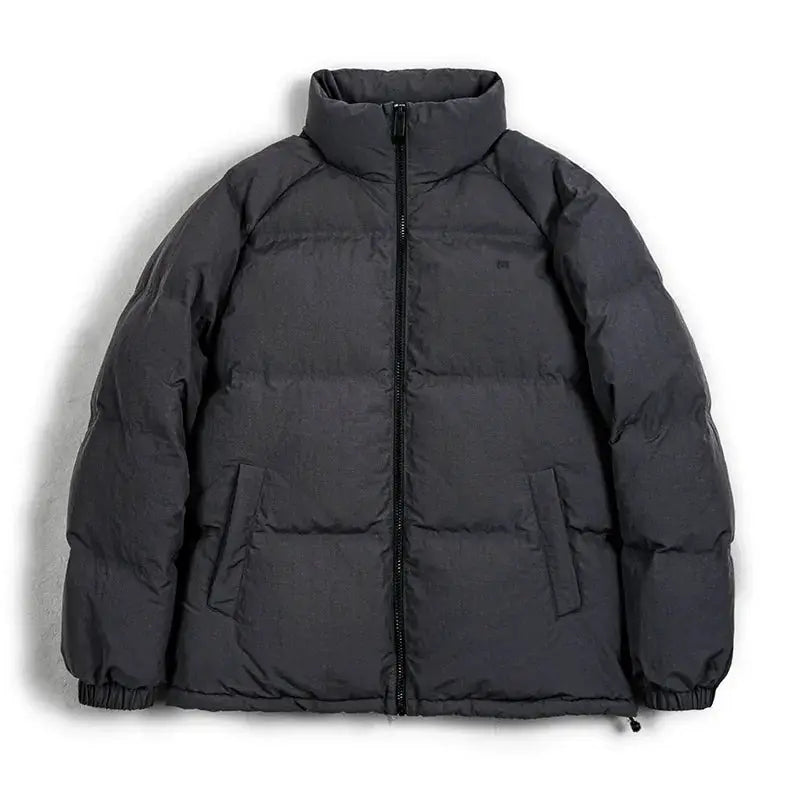 Maden men's winter down jacket, charcoal gray, Simples Market, zip-front stand-up collar puffer