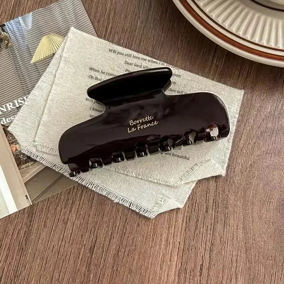 ChicWood Vintage French Hair Clip Two Tone Wood Grain and Marbled Design for All Day Hold