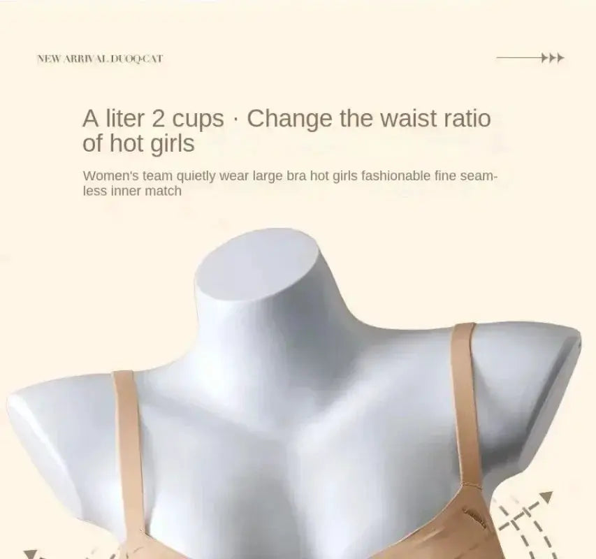 Bra by Simples Market; beige soft-cup, thin adjustable straps on mannequin torso