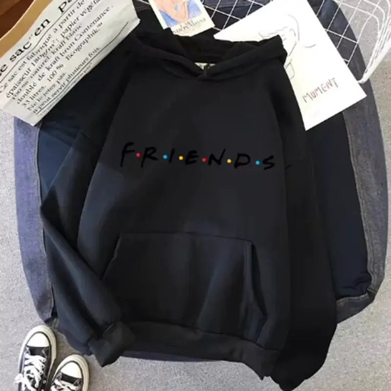 Friends Print Hoodie Women Long Sleeve Casual Loose Fit Warmth For Spring And Autumn Streetwear
