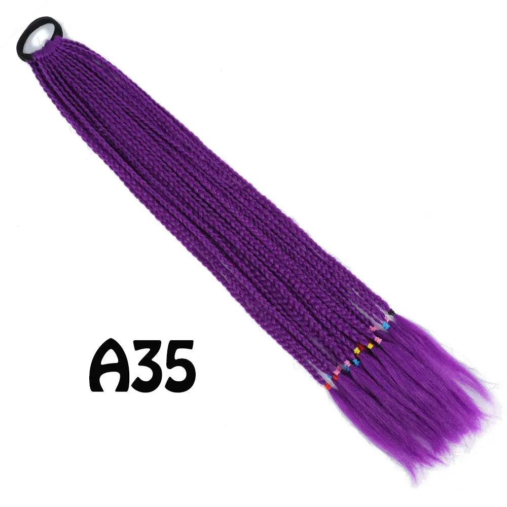 Ponytail hair extension, Simples Market, synthetic gradient purple braids with elastic band, 24-inch