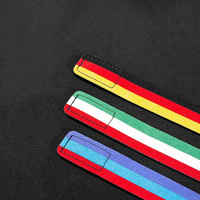 Car steering wheel center-line markers, set of 3 suede interior strips in flag colors by Simples Market