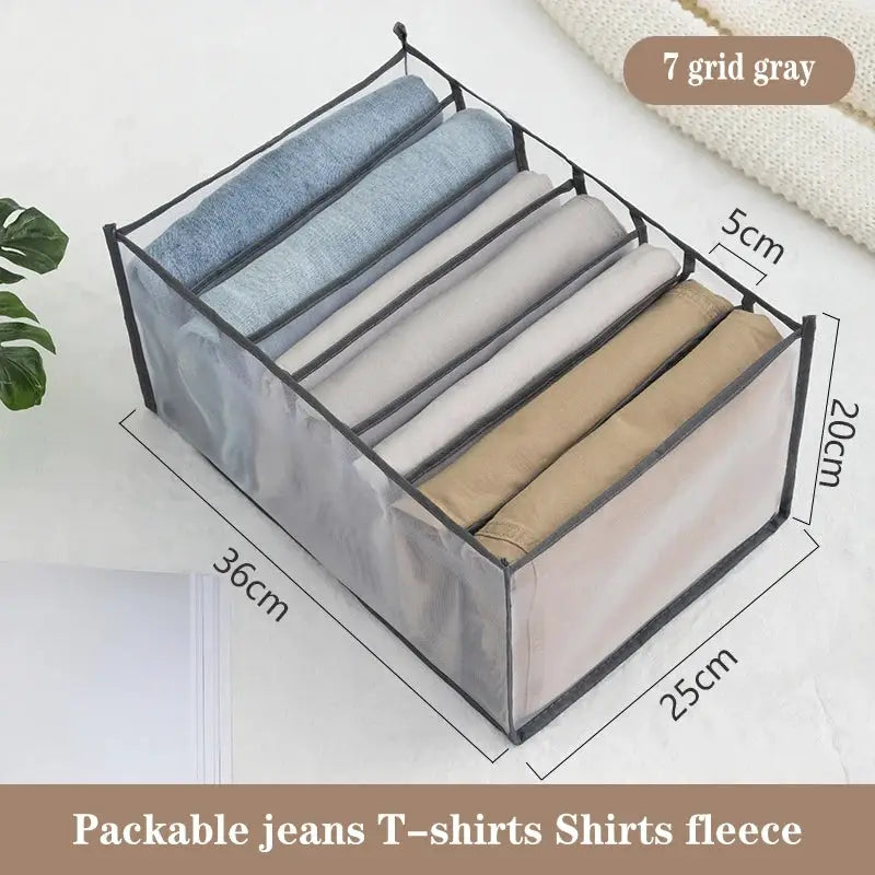 Clothes organizer, 7-grid gray fabric with dividers for shirts, jeans and underwear, Simples Market